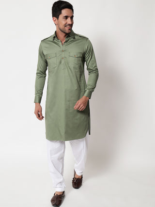 Sage Green Pathani Kurta