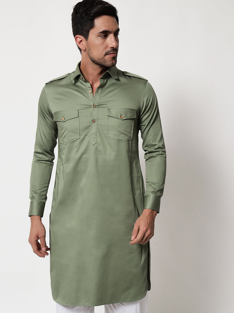 Sage Green Pathani Kurta Prime Porter