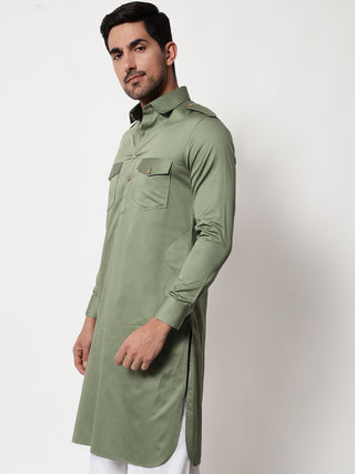 Sage Green Pathani Kurta