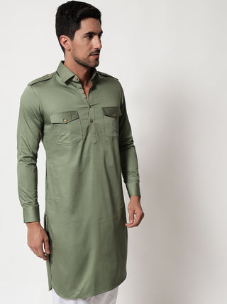 Sage Green Pathani Kurta