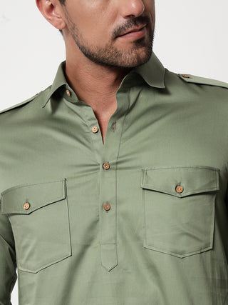 Sage Green Pathani Kurta
