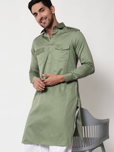 Sage Green Pathani Kurta