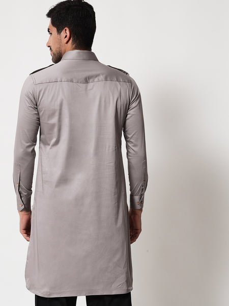 Grey Pathani Kurta