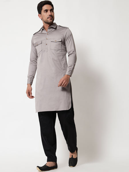 Grey Pathani Kurta