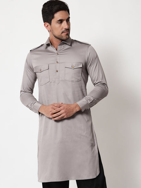 Grey Pathani Kurta