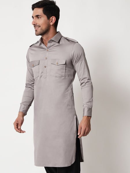 Grey Pathani Kurta