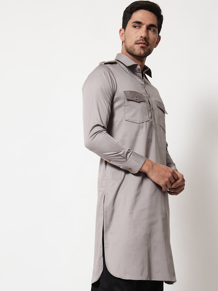 Grey Pathani Kurta