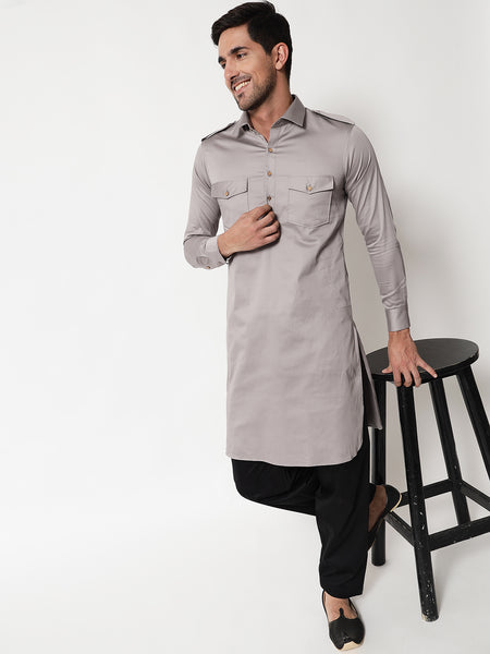 Grey Pathani Kurta