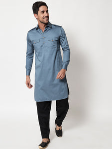 Steel Blue Pathani Kurta