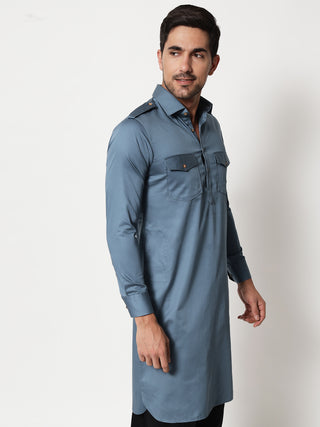 Steel Blue Pathani Kurta