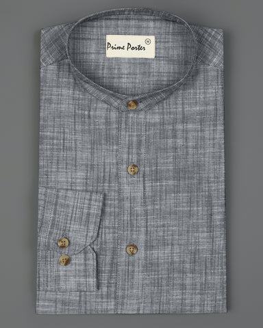 ash-grey-band-collar-cotton-shirt