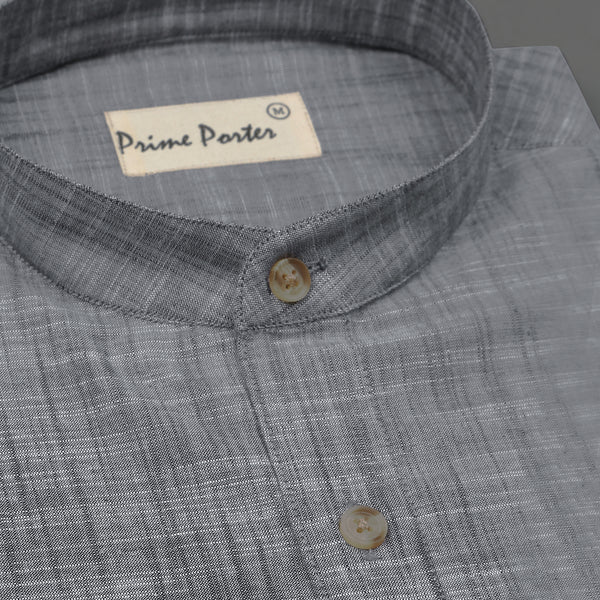 ash-grey-band-collar-cotton-shirt