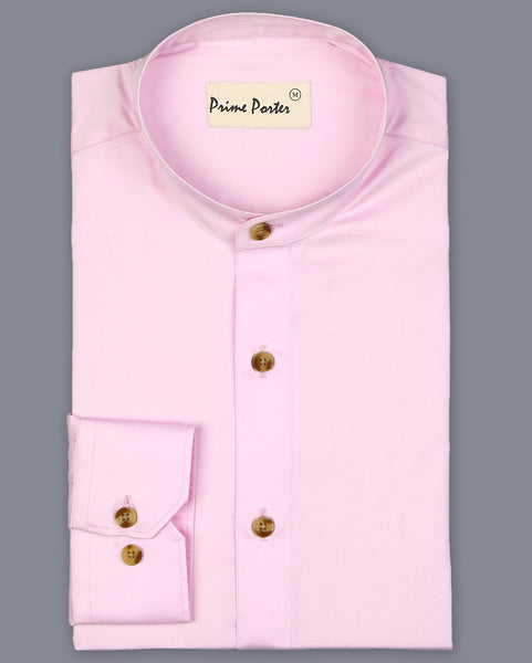 light-pink-band-collar-shirt