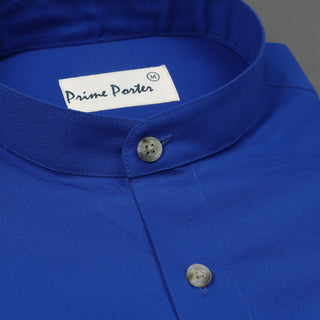 electric-blue-band-collar-cotton-shirt