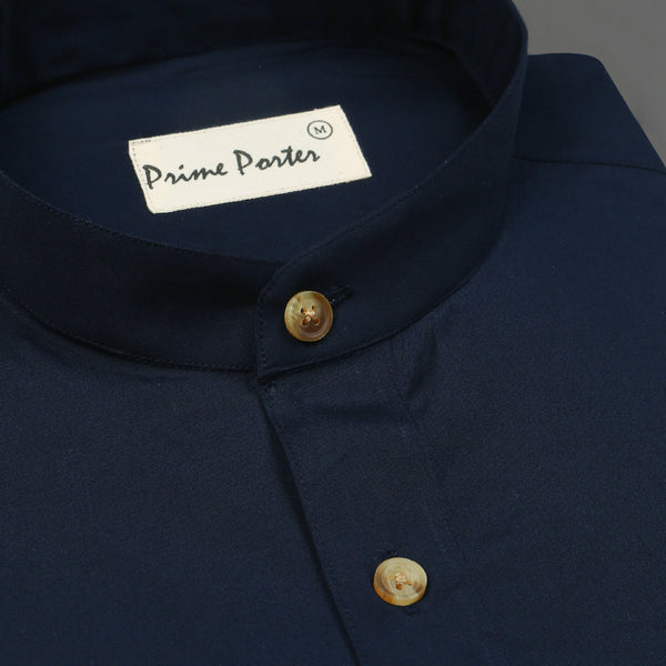 navy-blue-band-collar-cotton-shirt