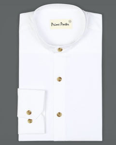 White Band Collar Pure Cotton Shirt