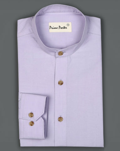 light-purple-band-collar-shirt