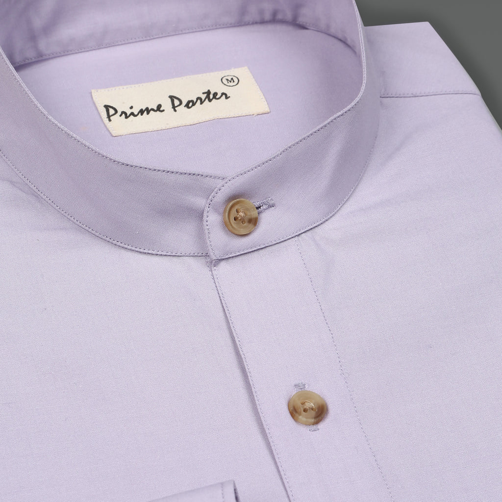 Mens banded sales collar dress shirts