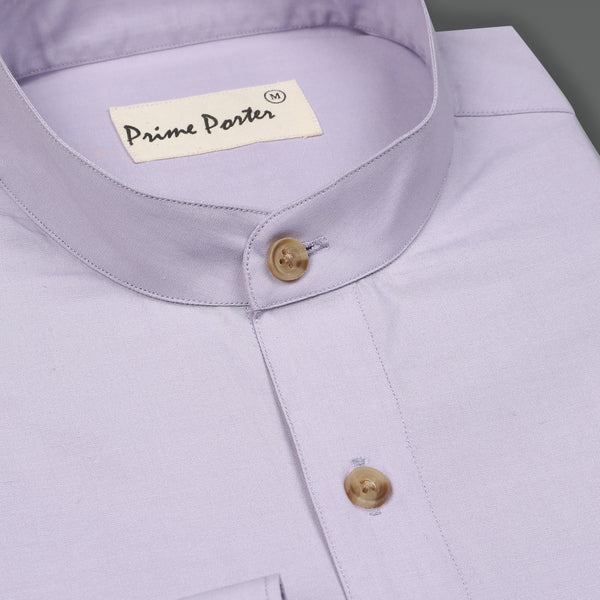 light-purple-band-collar-shirt