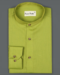 lime-green-band-collar-cotton-shirt