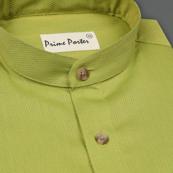 lime-green-band-collar-cotton-shirt