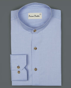 sky-blue-band-collar-shirt