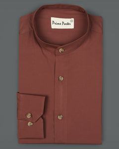 rust-band-collar-cotton-shirt