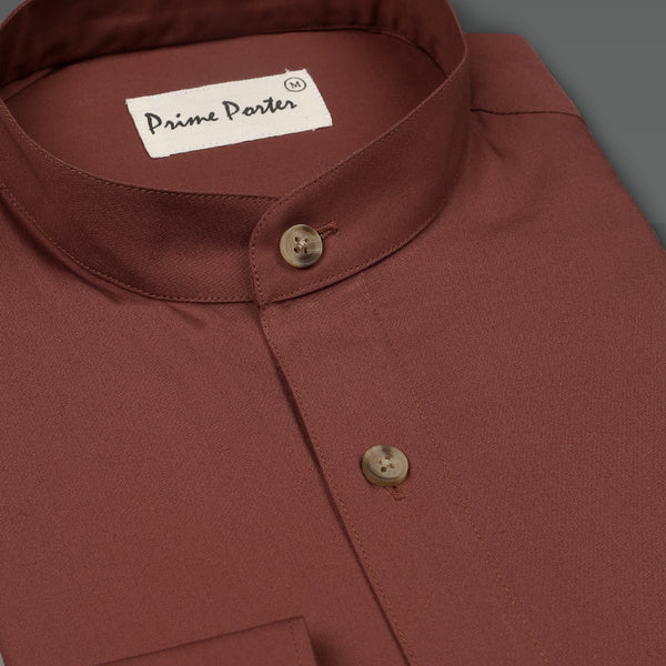 rust-band-collar-cotton-shirt