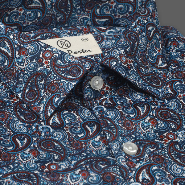 ﻿Multicolour Paisley Printed Cotton Shirt For Men 1
