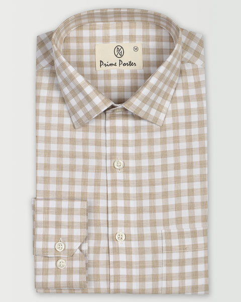 Akasa Brown Colour Check Shirts For Men
