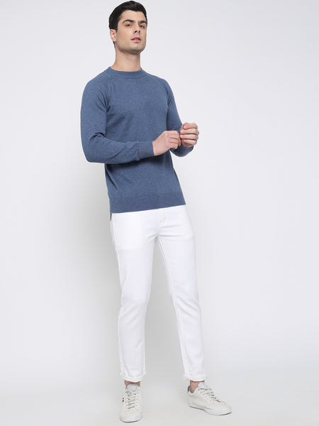 Steel Blue Basic Soft Sweater For Men 5