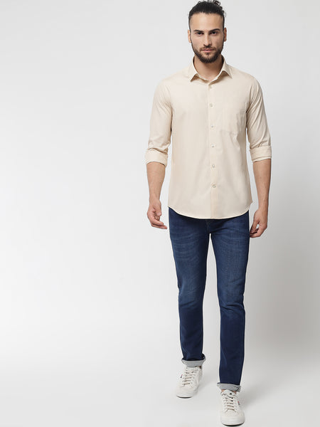 Beige Colour Cotton Shirt For Men 