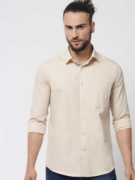 Beige Colour Cotton Shirt For Men 1