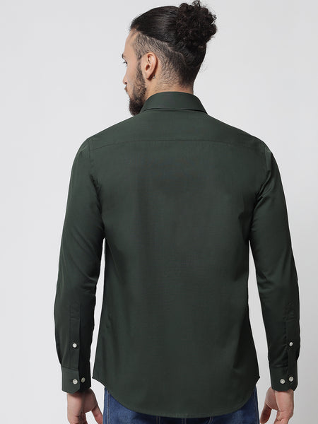 Bottle Green Colour Cotton Shirt For Men 3