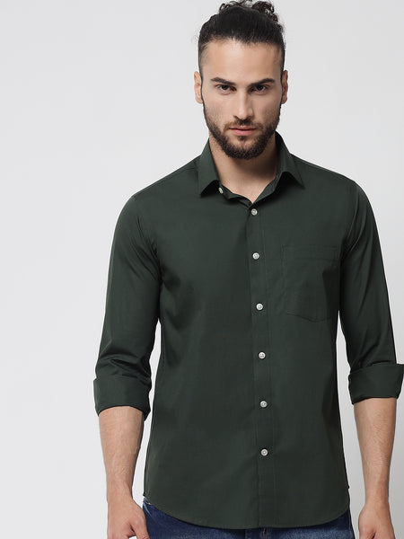 Bottle Green Colour Cotton Shirt For Men 5
