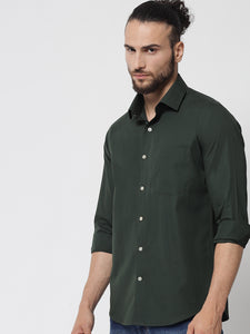Bottle Green Colour Cotton Shirt For Men