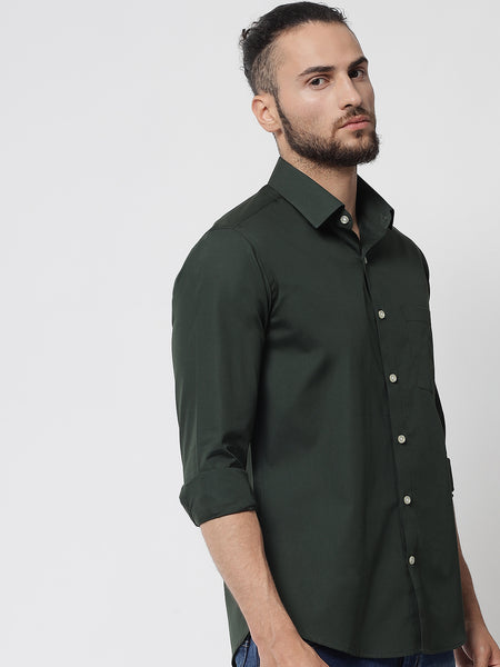 Bottle Green Colour Cotton Shirt For Men 1