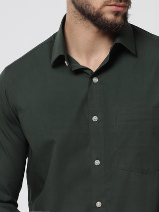 Bottle Green Colour Cotton Shirt For Men 2