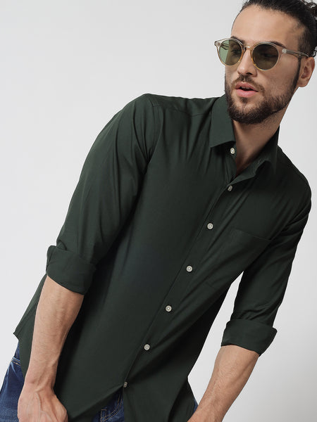 Bottle Green Colour Cotton Shirt For Men 6