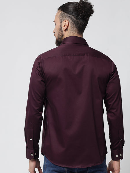 Dark Purple Colour Cotton Shirt For Men 3