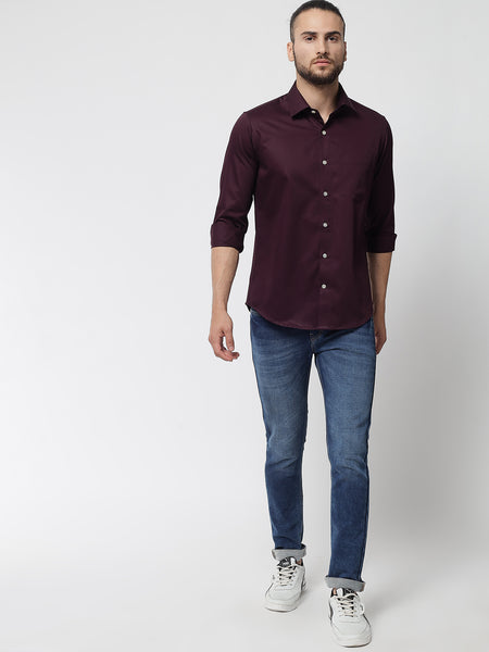 Dark Purple Colour Cotton Shirt For Men 1