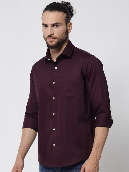Dark Purple Colour Cotton Shirt For Men