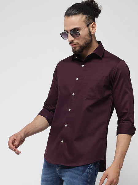 Dark Purple Colour Cotton Shirt For Men 4