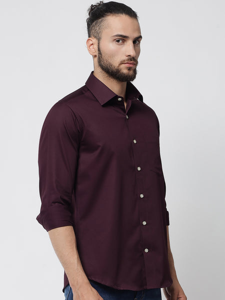 Dark Purple Colour Cotton Shirt For Men 5