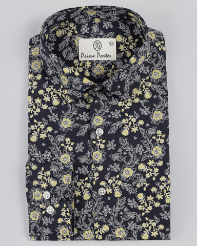 Dune Navy Blue Colour Flower Printed Shirt For Men
