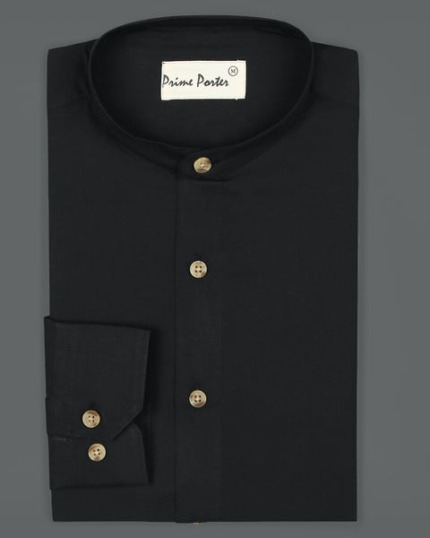 black-band-collar-cotton-shirt