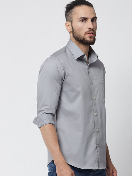 Grey Colour Cotton Shirt For Men 3