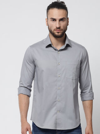 Grey Colour Cotton Shirt For Men