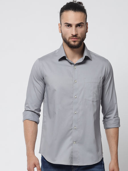 Grey Colour Cotton Shirt For Men