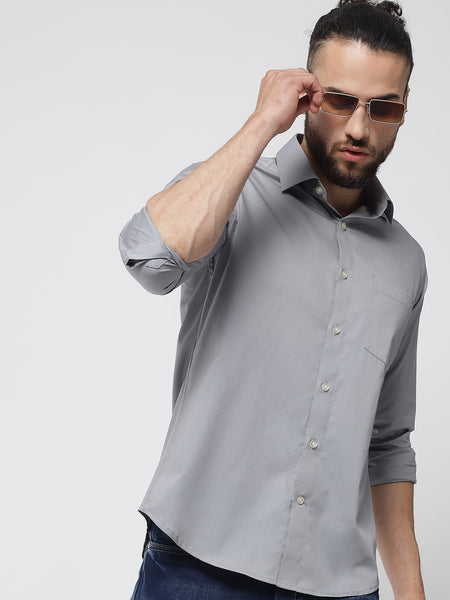Grey Colour Cotton Shirt For Men 6